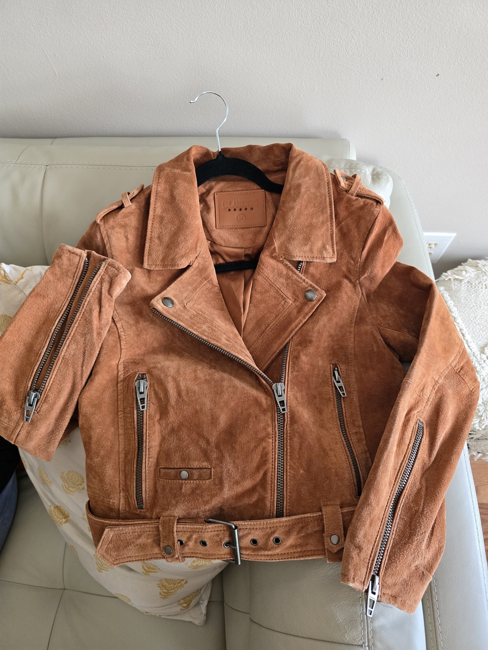 Blank NYC Suede Moto Jacket - Rust Orange. BLANKNYC Denim Morning Suede